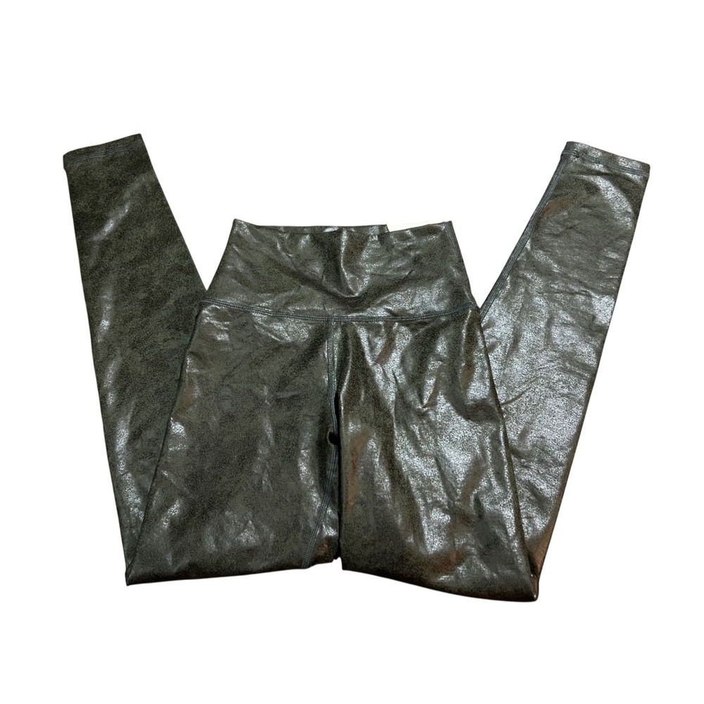OFFLINE by Aerie Green Crackle Metallic Faux Leather Leggings XS NEW edgy snake - Picture 6 of 7